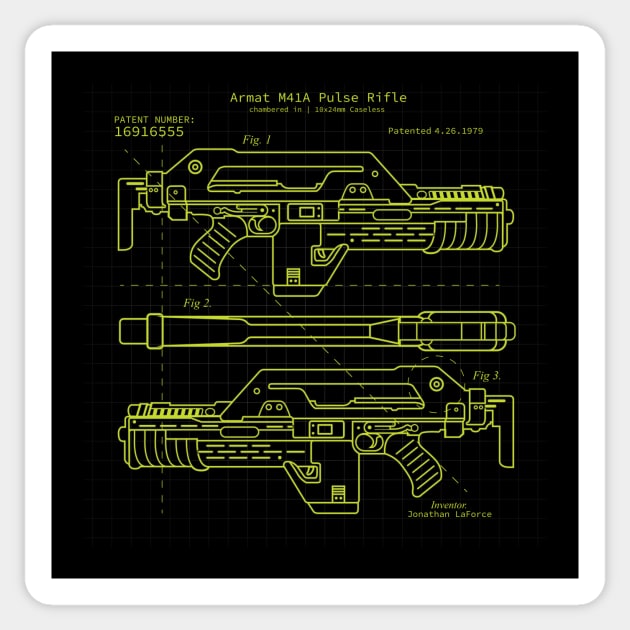 Pulse Rifle Aliens BluePrint Ripley Sticker by stayfrostybro